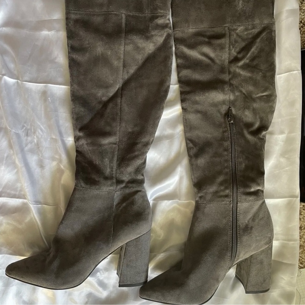 Gray High Knee Boots
